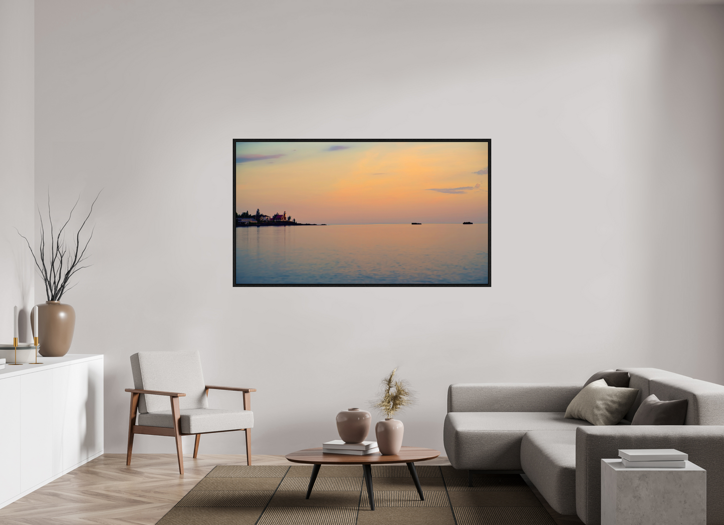 70 x 39.4″, Floater Frame Eagle Harbor Lighthouse