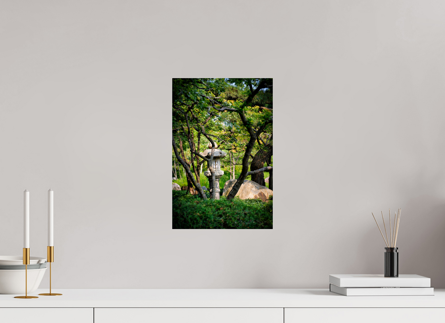 10 x 15″, Photo Print Under Acrylic Glass Stone Lantern in the Park