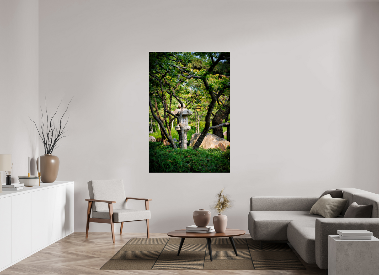 44 x 66″, Photo Print Under Acrylic Glass Stone Lantern in the Park