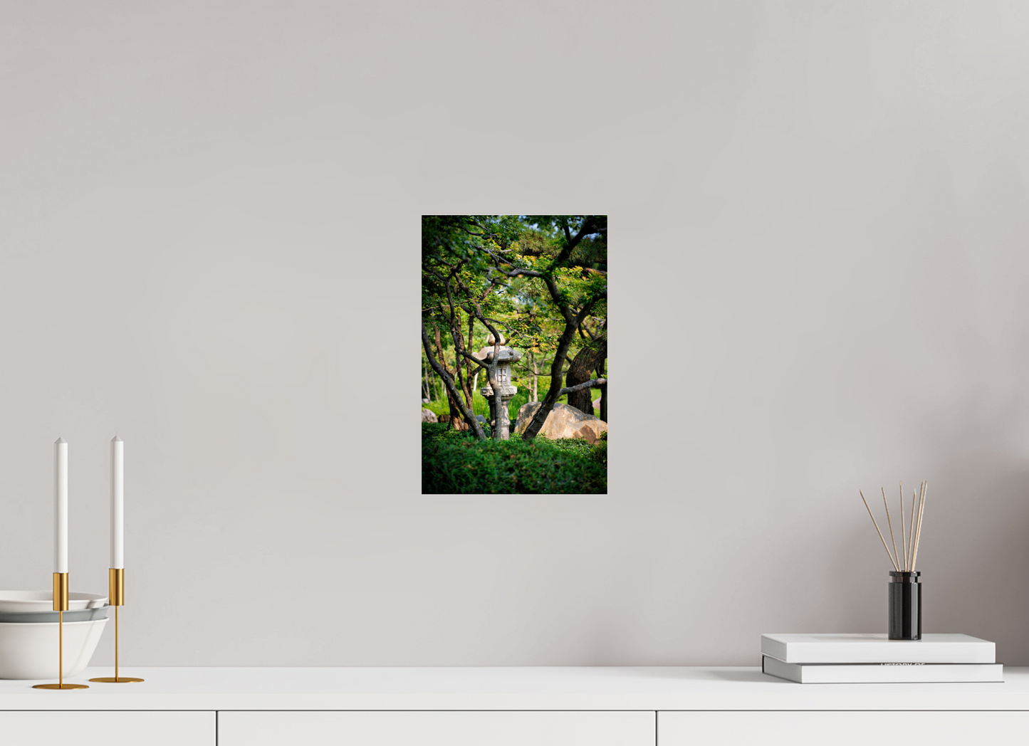 8 x 12″, Photo Print Under Acrylic Glass Stone Lantern in the Park