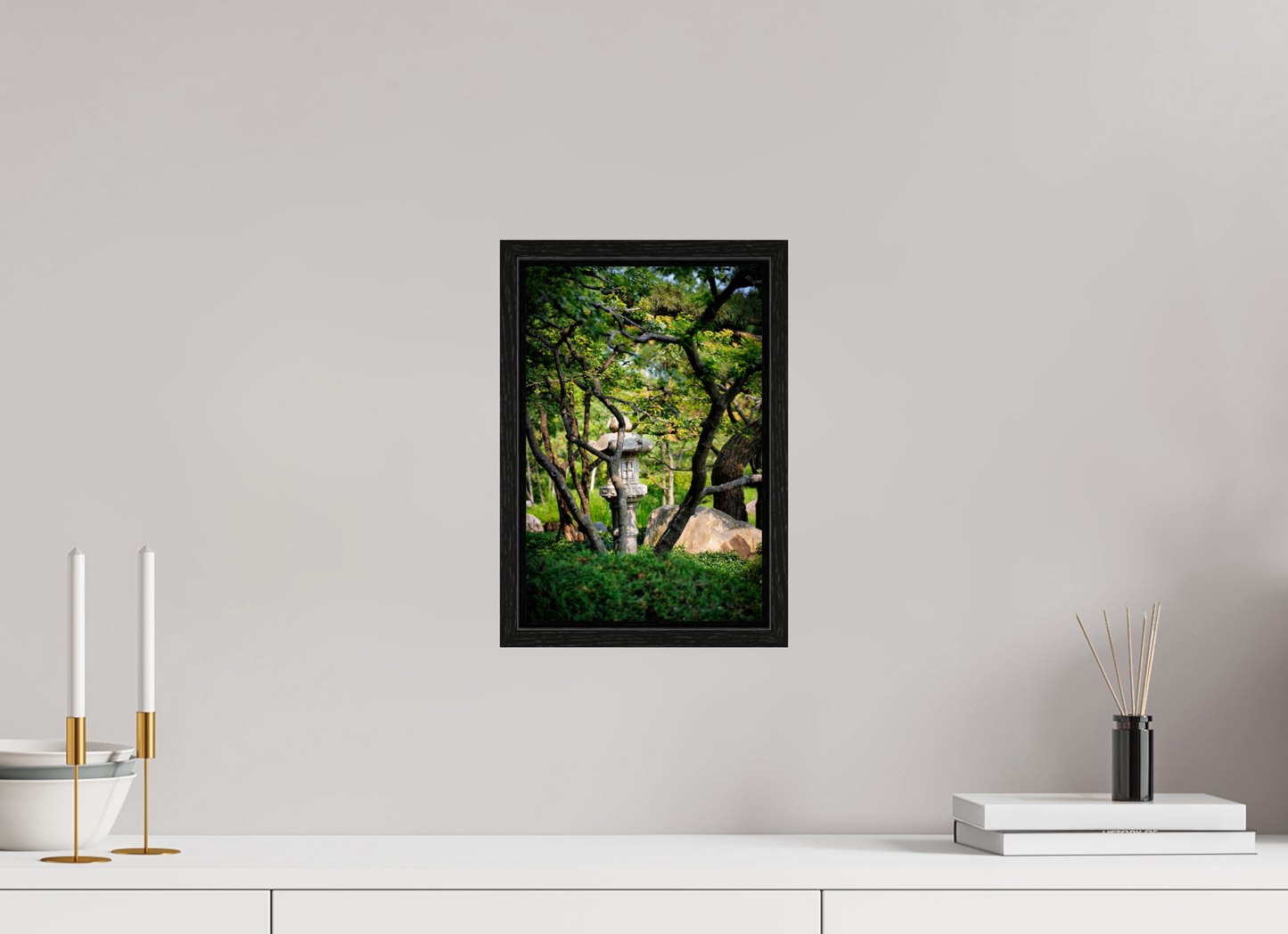 8 x 12″, Floater Frame Stone Lantern in the Park