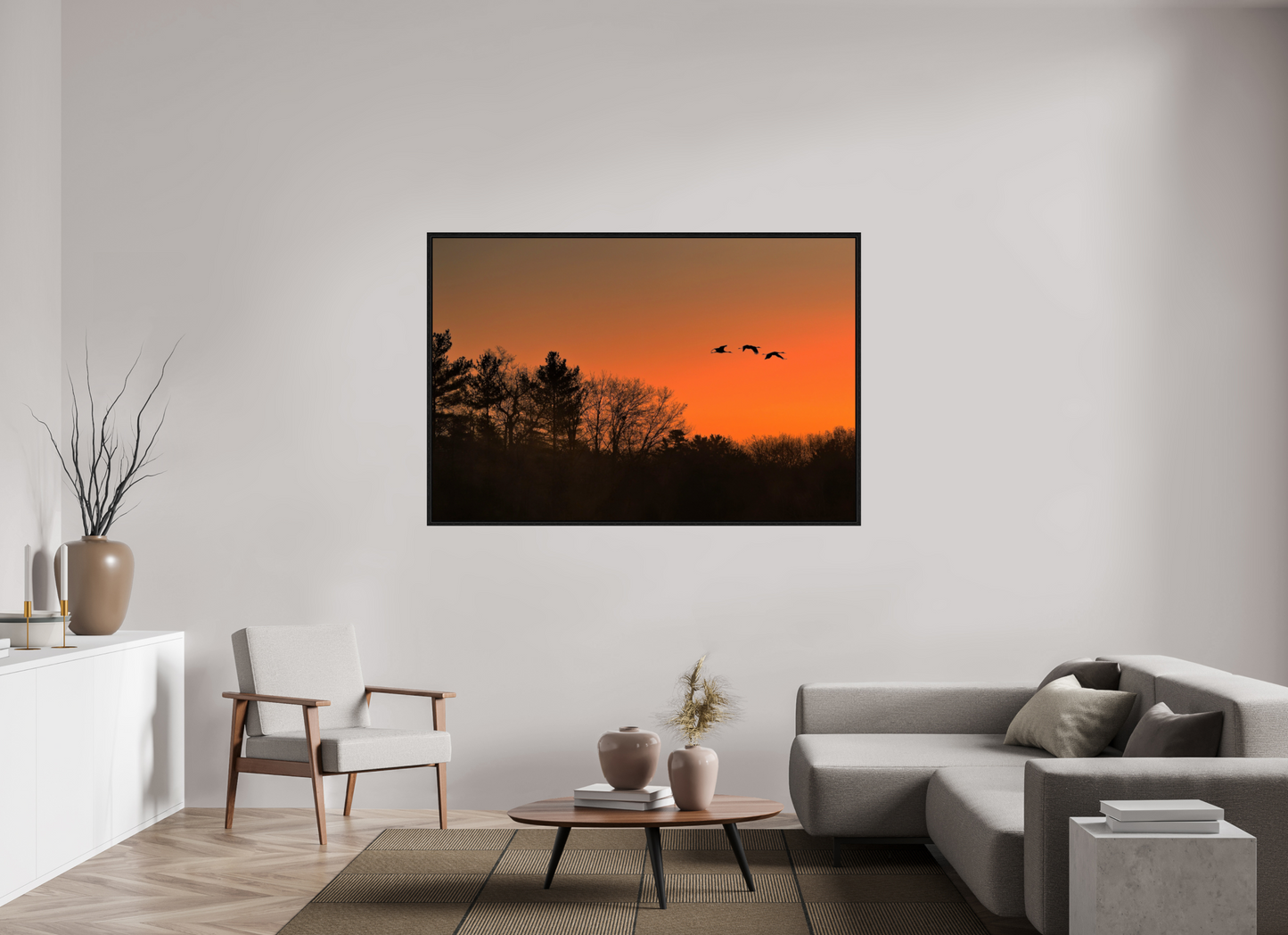 66 x 44″, Floater Frame Morning Flight