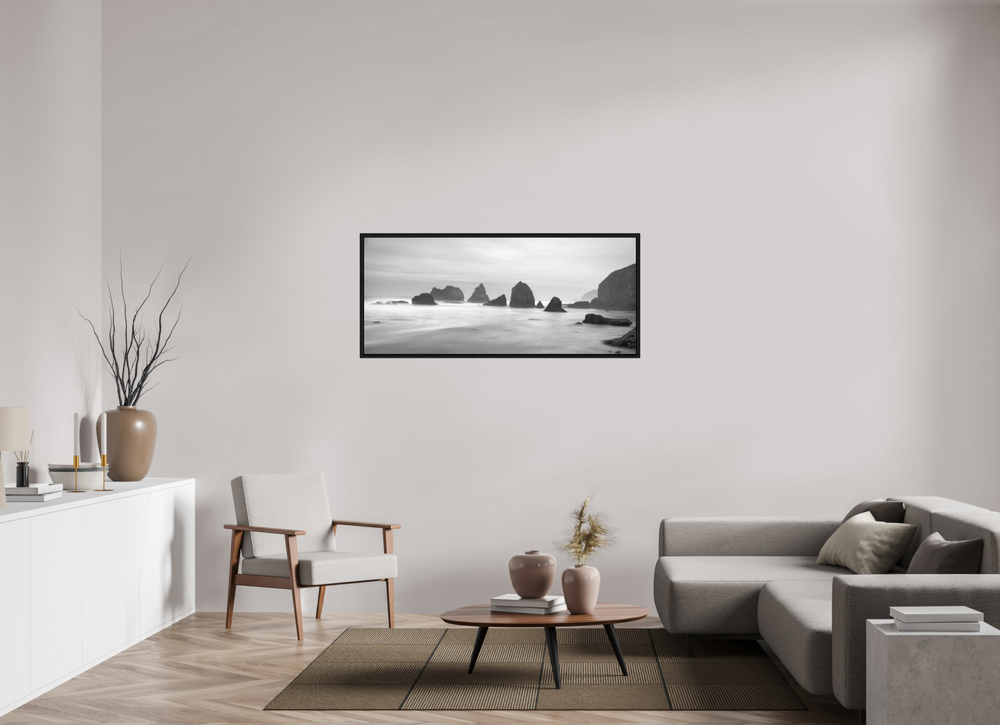 56.1 x 24″, Floater Frame Tunnel Beach