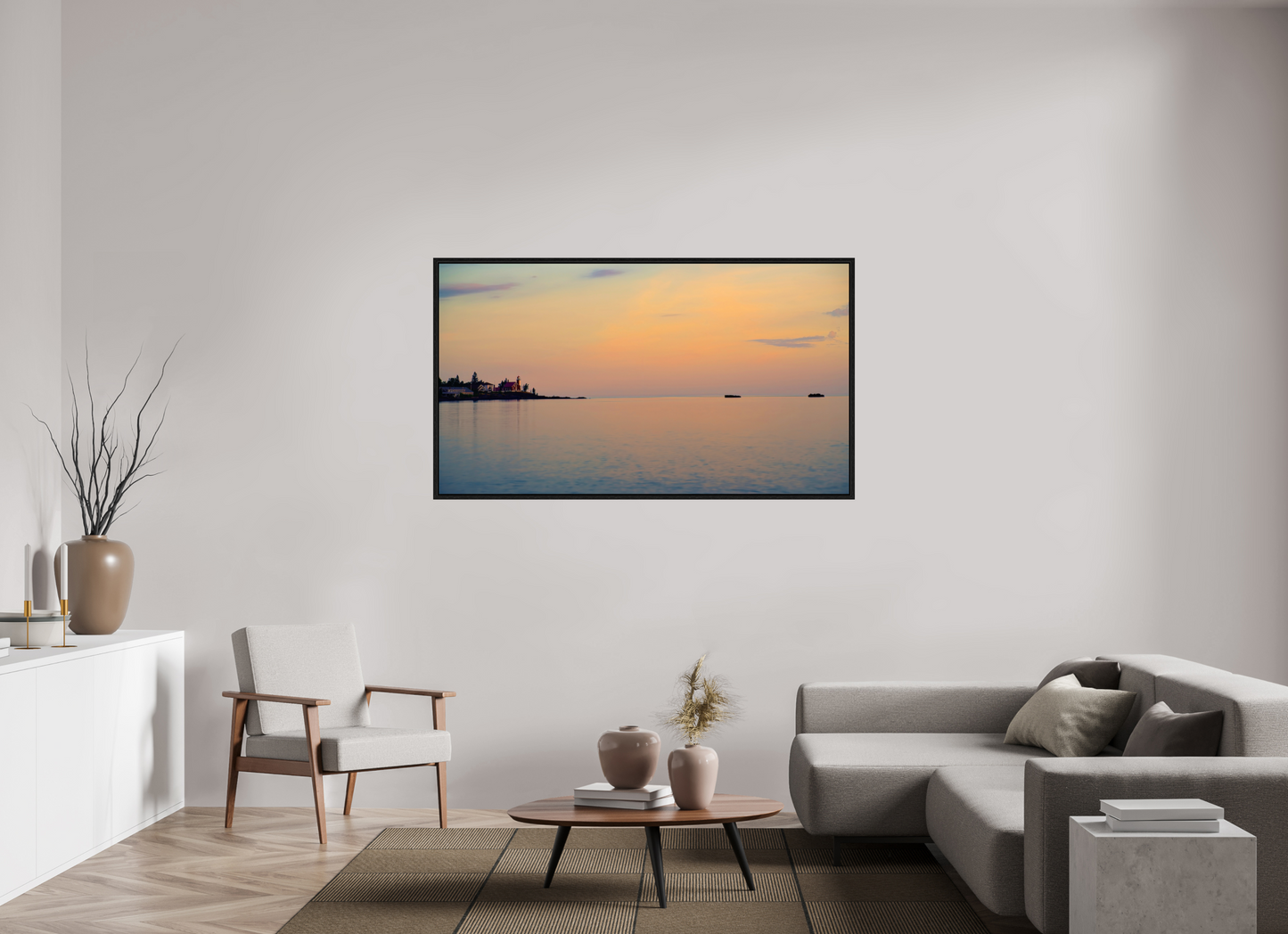 64 x 36″, Floater Frame Eagle Harbor Lighthouse