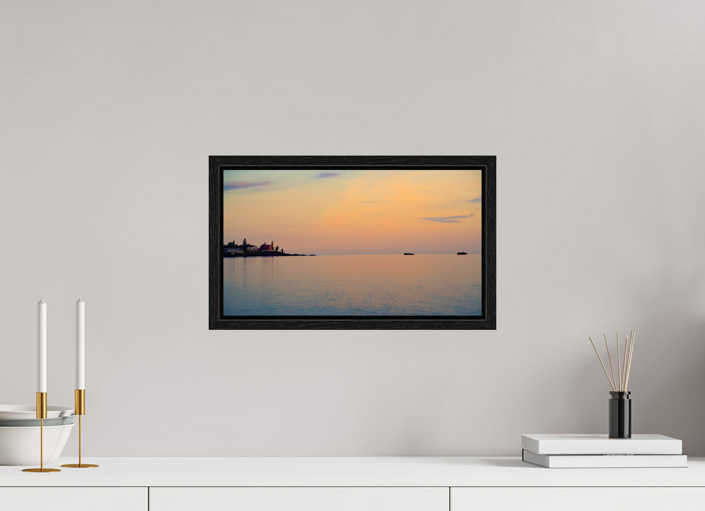 16 x 9″, Floater Frame Eagle Harbor Lighthouse